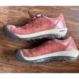 Keen Presidio Women’s Red Brick Maroon Leather Hiking Sneakers Shoes 8 EUC